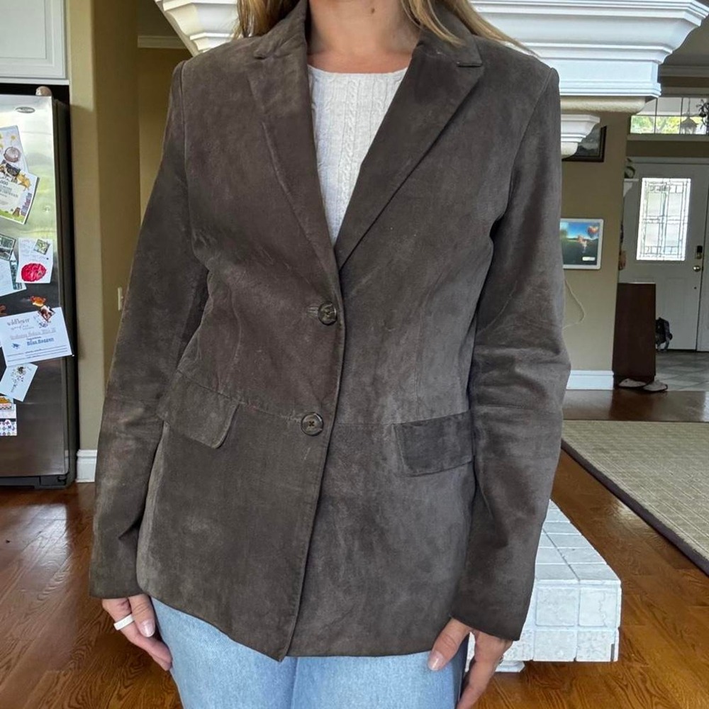 90s Jacklyn Smith grey suede blazer jacket vintage casual fall